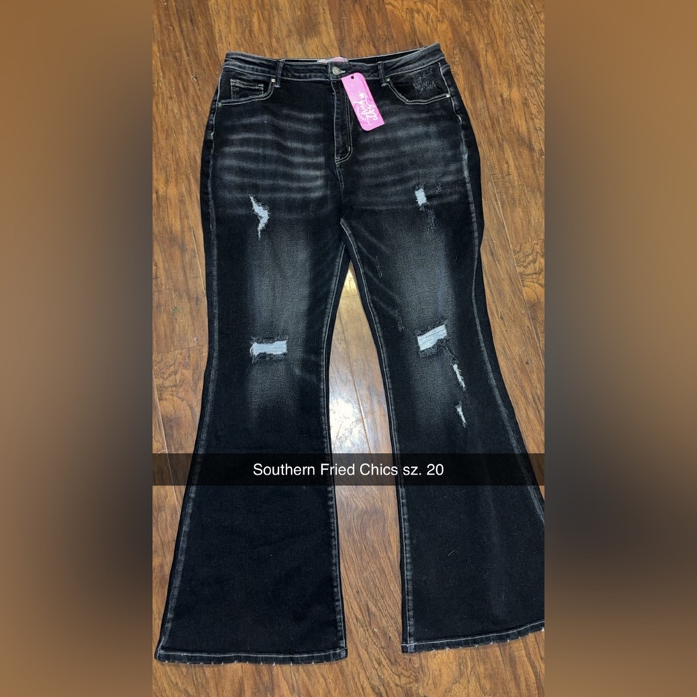 Black denim flare jeans